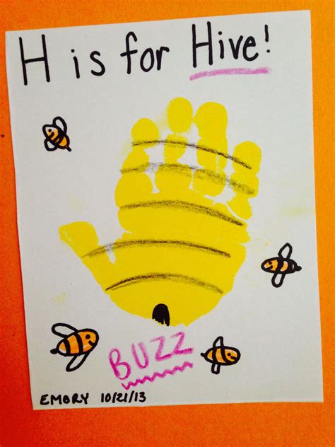 Infant Room H Is For Hive Handprint Letter H Crafts Letter A Crafts
