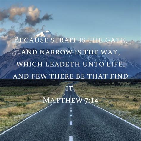Matthew 714 Because Strait Is The Gate And Narrow Is The Way Which Leadeth Unto Life And Few