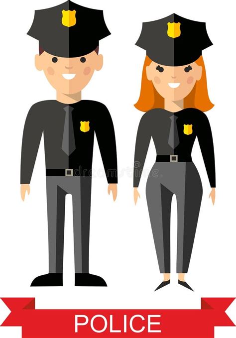 Set Of Vector Police Peoples Policeman And Police Woman Stock Vector