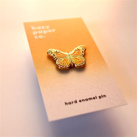 Butterfly Pin Monarch Butterfly Enamel Pin Lapel Pin Hard Etsy