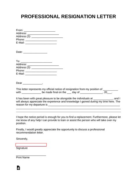 Free Professional Resignation Letter Template With Samples Pdf