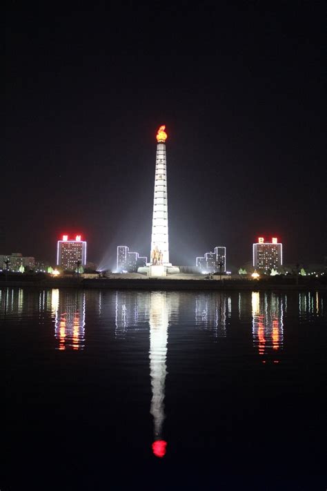 Tower Of The Juche Idea At Night Pyongyang North Korea Photorator