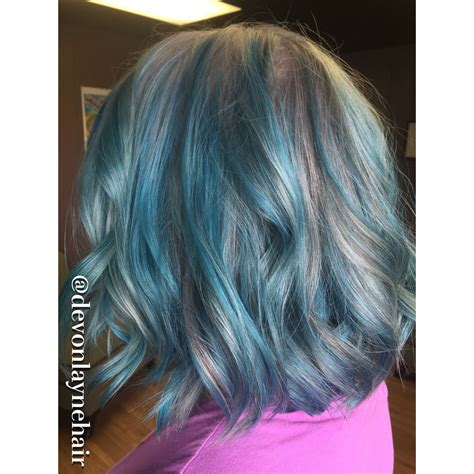 Tealturquoise Hair With Natural Whitegray Hair Using Balayage Technique Turquoise Hair