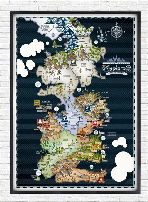 Game Of Thrones Westeros Map 24x36 Poster Etsy Uk Game Of Thrones