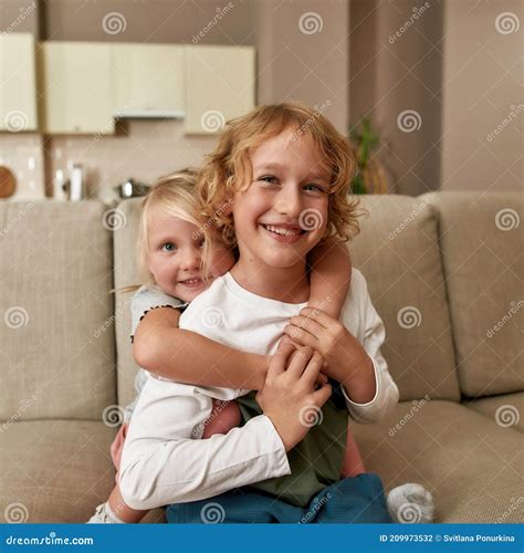 Best Friends Portrait Of Happy Siblings Little Boy And Girl Smiling