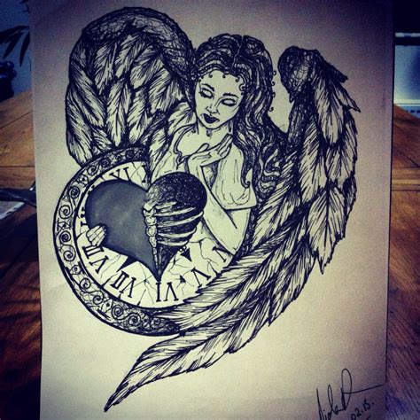 Guardian Angel Tattoo Design Clock Cat Tattoo Designs