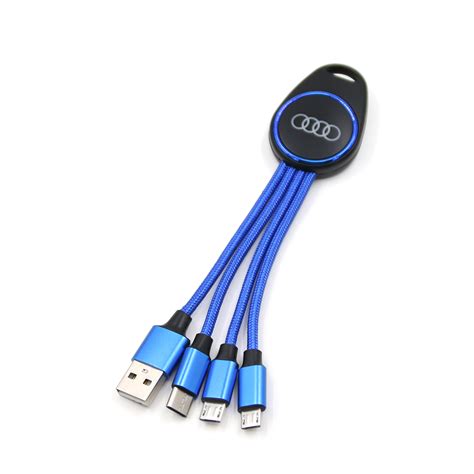 3 In 1 Led Nylon Braided Keychain Usb Charging Cable