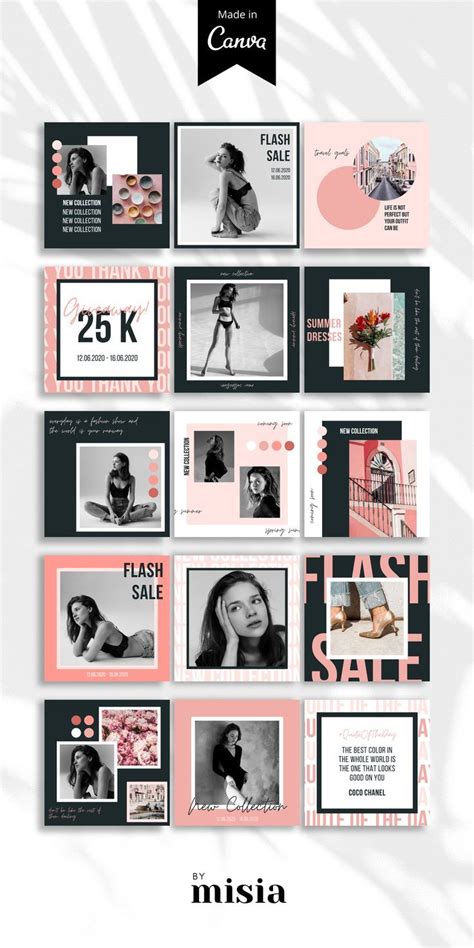 20 Instagram Post Templates For Canva Editable Templates Fashion