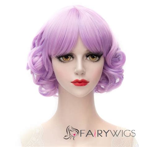 Short Curly Ombre Purple Cosplay Wig 12 Inches Short Curly Wigs