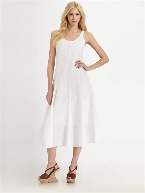 Eileen Fisher Handkerchief Linen Dress In White Lyst