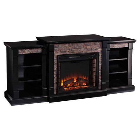 Southern Enterprises Gallatin Electric Fireplace With Bookcase