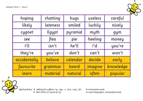 Year 3 Spelling Bee Mats Teaching Resources