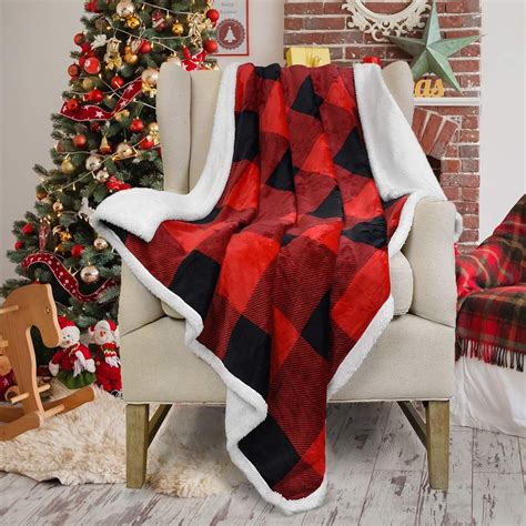 Christmas Red Buffalo Plaid Sherpa Throw Blanket The Best 2019