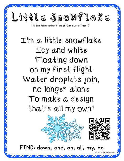 Snowflake Winter Original Song This Poem Comes With Three More