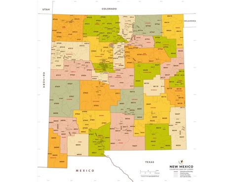 Zip Code Map New Mexico Colored Map