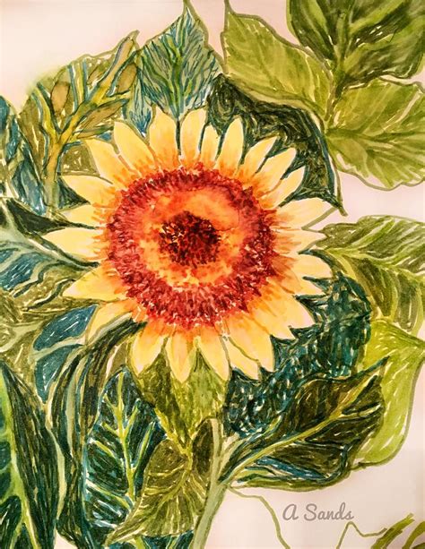 Autumn Sunflower Painting By Anne Sands Fine Art America
