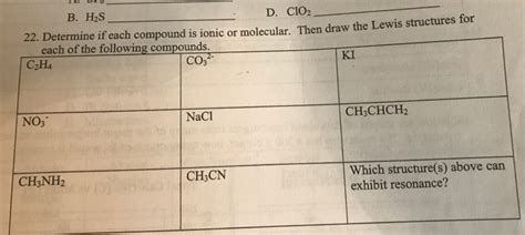 Solved B H2s D Cio2 22 Determine If Each Compound Is I