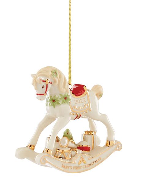 Lenox 2022 Babys First Christmas Vintage Look Rocking Horse Ornament