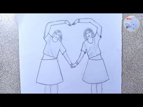 Easy drawing for beginners || How to draw two best friends with symbol