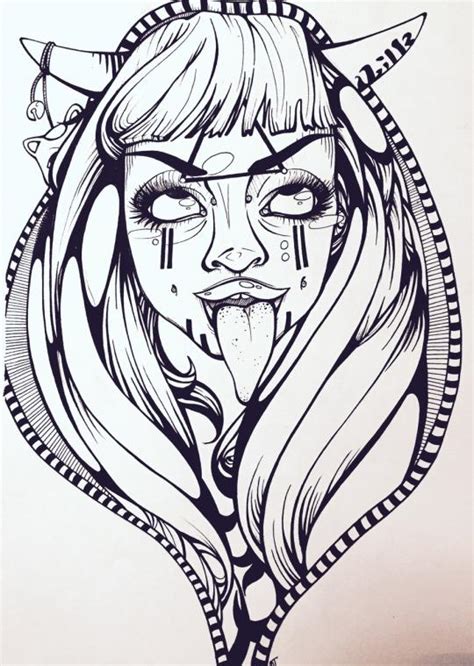 Design your own tattoo with hundreds of tattoo lettering styles. Demon Girl Lineart : lineart