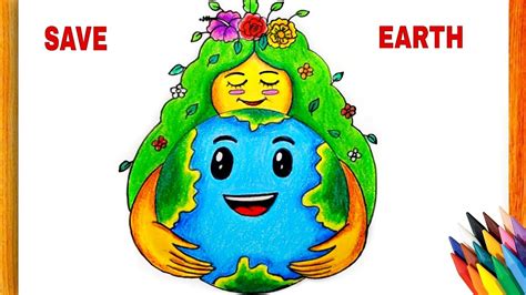 Earth Day Drawingmother Earth Day Poster Drawingworld Earth Day