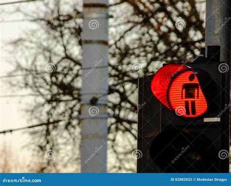 Red Traffic Light For Pedestrian Crossing Stock Photo Image Of Light