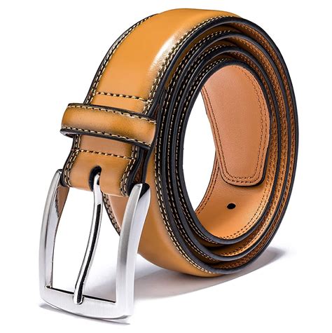 Mens Belt Genuine Leather Dress Belts For Men With Single Prong