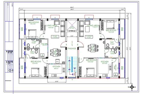 2400 Sqft 2 Bhk House Apartment Layout With Furniture Cad Drawing Dwg Porn Sex Picture