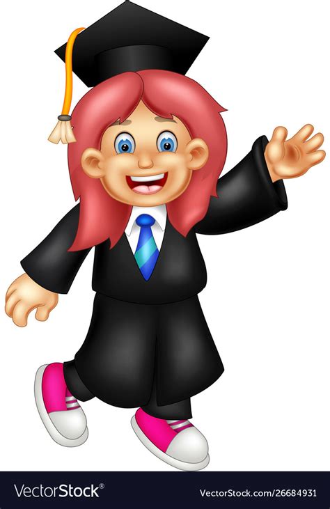 Funny Graduation Girl Cartoon Royalty Free Vector Image