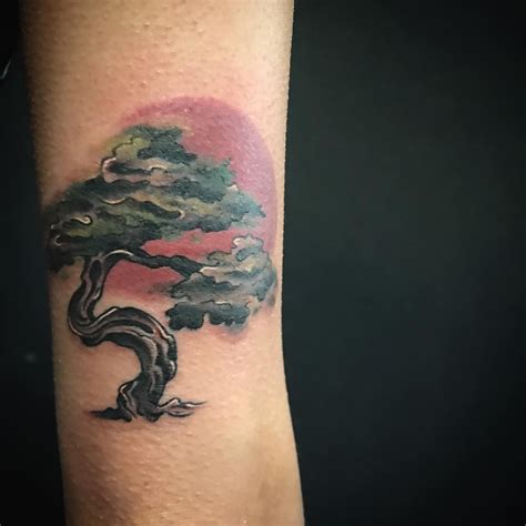 Watercolor Bonsai Tree Tattoo On A Arm Love The Way It Came Out