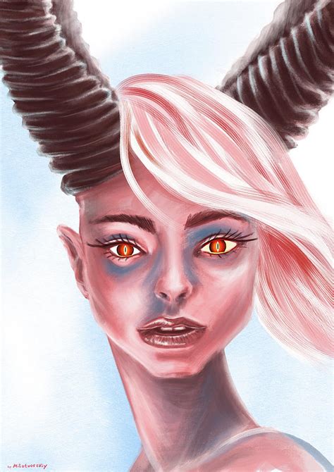 Creepy Cute Devil Horns Demon Succubus Dark Magician Girl Macabre Art