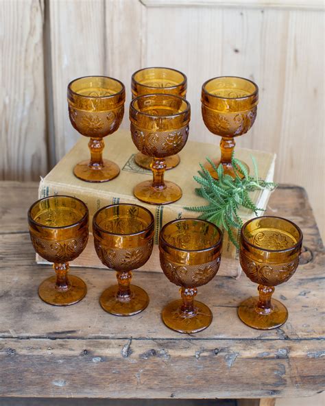 Vintage Amber Cordial Glasses 8 Vintage Amber Glasses Vintage Etsy