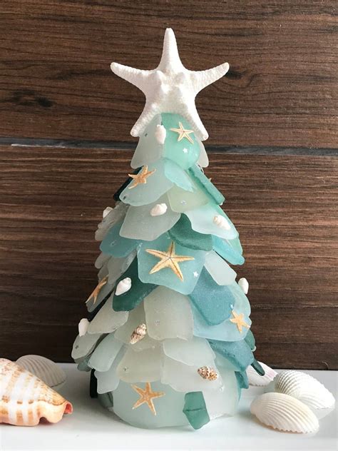 This post may contain affiliate links. Seaglass Tree Dark Teal Christmas Tree Sea Glass Tree ...