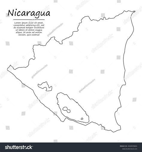 Simple Outline Map Nicaragua Vector Silhouette Stock Vector Royalty