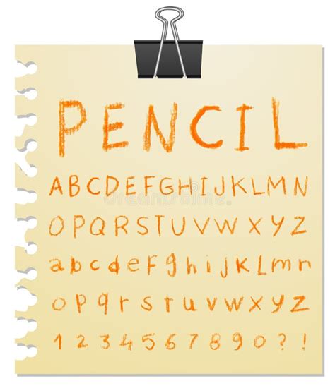 Pencil Font Hand Drawn Vector Illustration Stock Vector Illustration