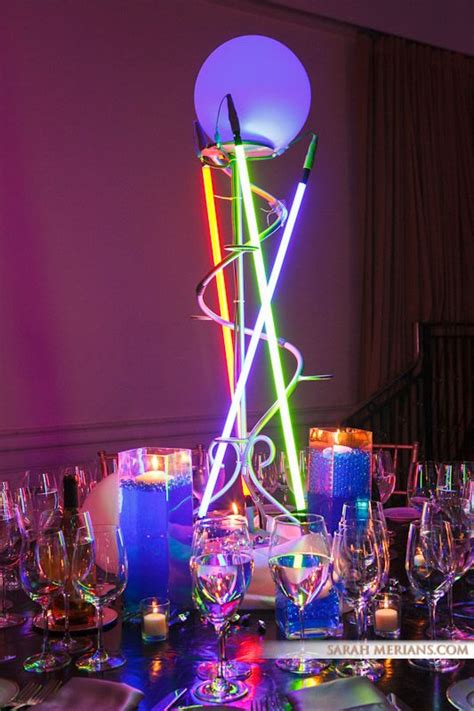 Centerpiece Neon Decor Mitzvah Centerpieces Centerpieces