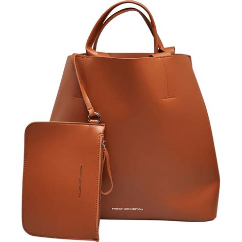 Buy French Connection Womens Faux Leather Tote Bag Tan