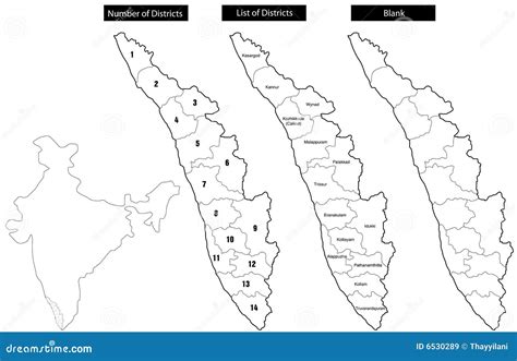 Kerala District Map Outline