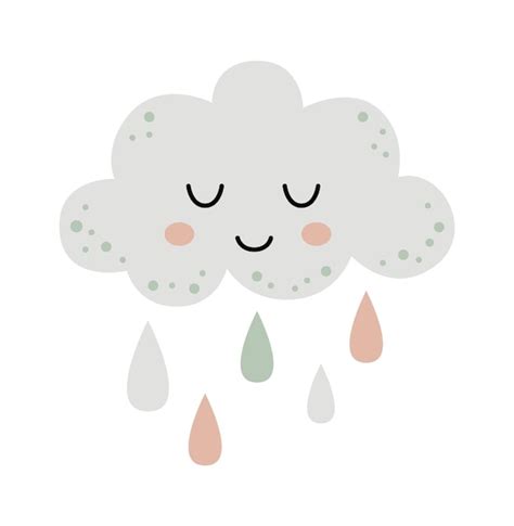 Premium Vector Cute Cartoon Sleeping Cloud With Drops Flat Icon