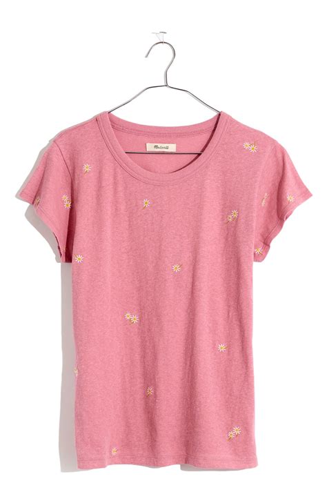 Womens Madewell The Daisy Embroidered Perfect T Shirt Size X Small Pink Fashion Gone Rogue