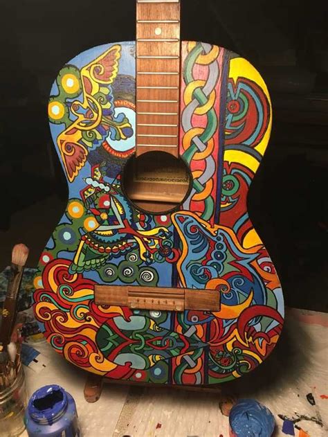 Hand Painted Acoustic Guitar Painting Art Projects Acoustic Guitar