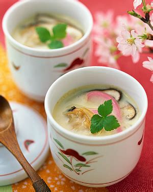 The custard consists of an egg mixture flavored with soy. Chawanmushi | Articles on Japanese Restaurants | Japan Restaurant Guide by Gourmet Navigator