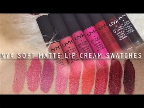 Nyx soft matte lip creams are one of the very popular drugstore liquid lipsticks in the us and are now available in many countries all over. NYX Soft Matte Lip Cream Swatches - YouTube