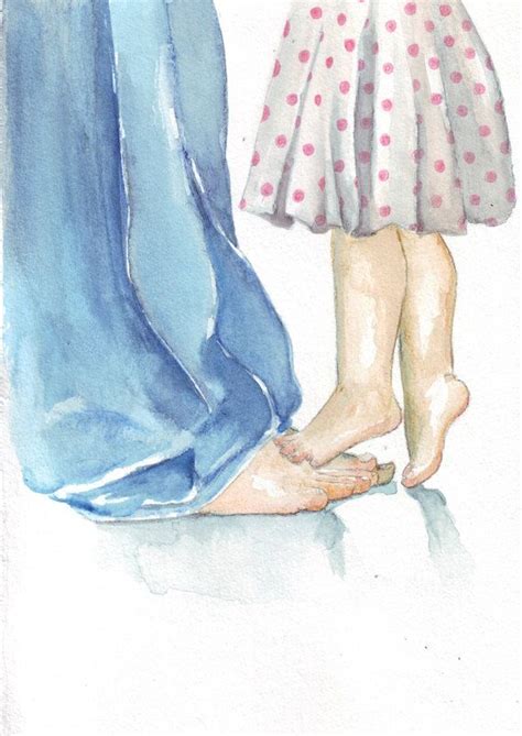 Original Watercolor Painting Father And Daughter Polka By Helgamcl 20