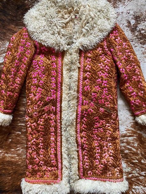 Vintage 70s Afghan Coat Hippie Coat Suede Leather Coat Winter