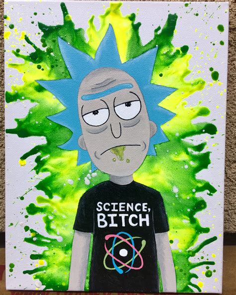 Rick And Morty Science Painting With Melted Crayon Background Art