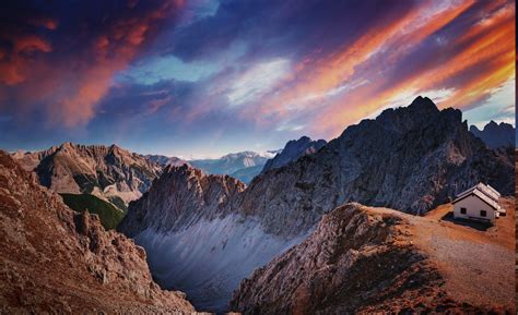 nature, Landscape, Mountain, Clouds, Sunset, Cottage, Summer, Austria Wallpapers HD / Desktop ...