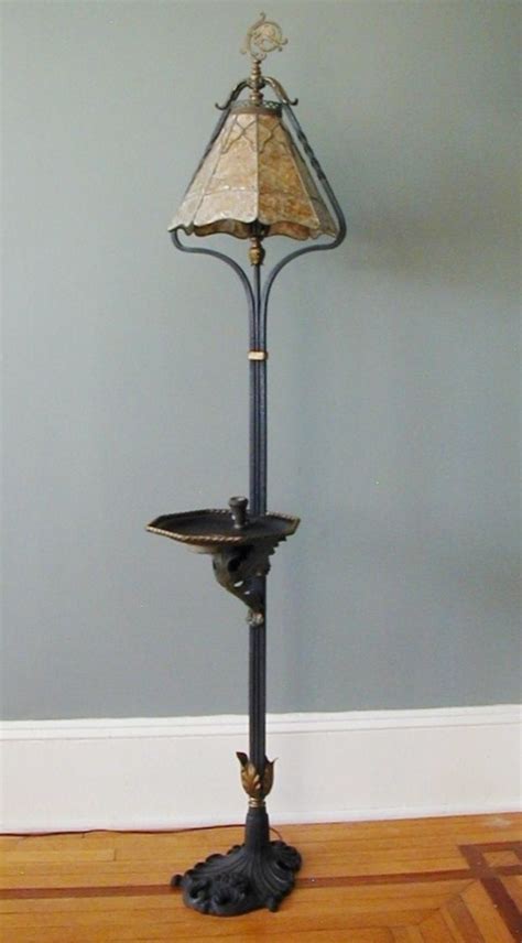 Antique Arts Crafts Mission Crest Lamp Co Chicago Wrought Iron Floor