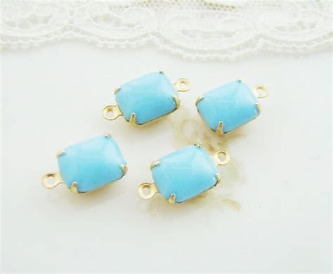Vintage Opaque 10x8mm Soft Turquoise Blue Glass Stones In