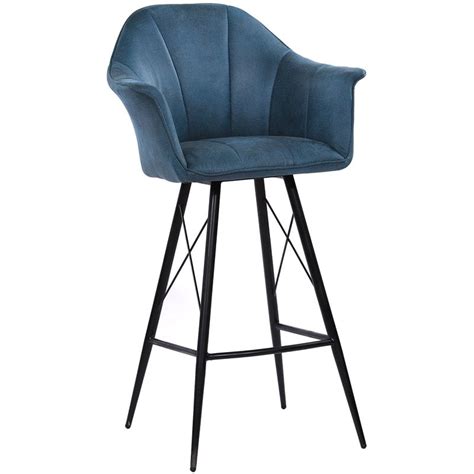 Moes Olivier 30 Faux Leather Bar Stool In Blue And Black Walmart